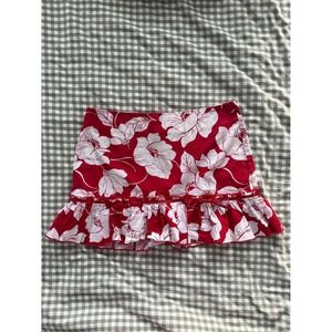 Y2K Red Floral Ruffle Mini Skirt